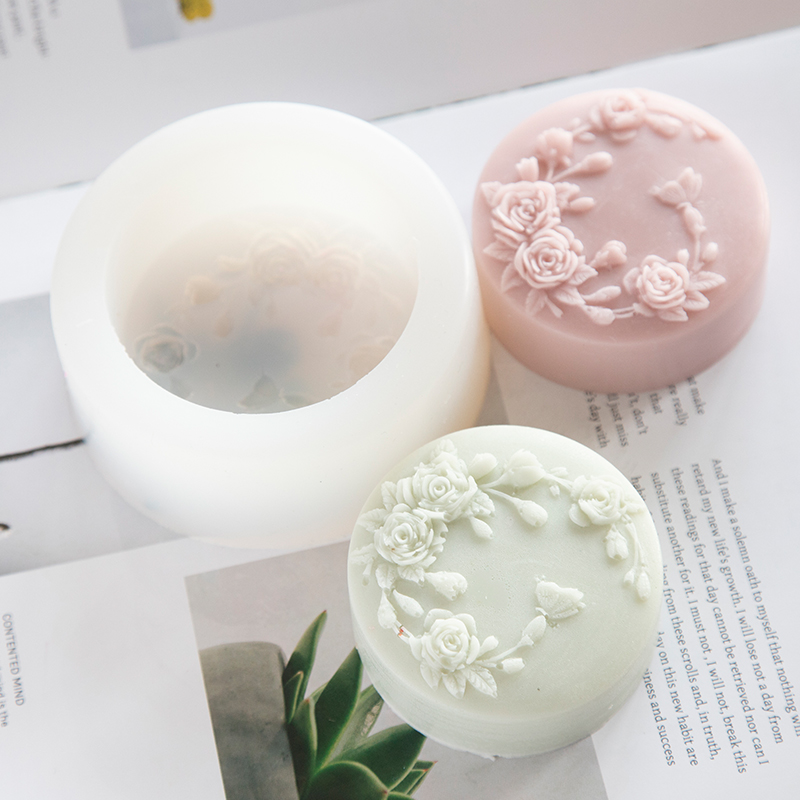 Soap Making Guide For Beginners - Круглая форма с цветком розы, силиконовая